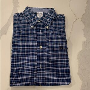 Brooks Brothers Navy and White Plaid Men's Shirt
